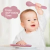 1Set Baby Silicone Fork Spoon Set Silicone Handle Children BPA Free Silicone Feeding Fork Spoon Set Christmas Gift Birthday Gift 6