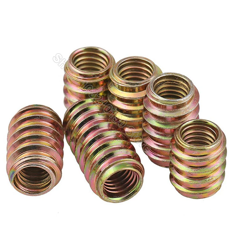 Description Picture 2 of item5-30Pcs M6 M8 M10 Furniture Pass-through Drive Unhead Threaded Nut Color Zinc Plated Carbon Steel Wood Insert Nuts L=10-30mm