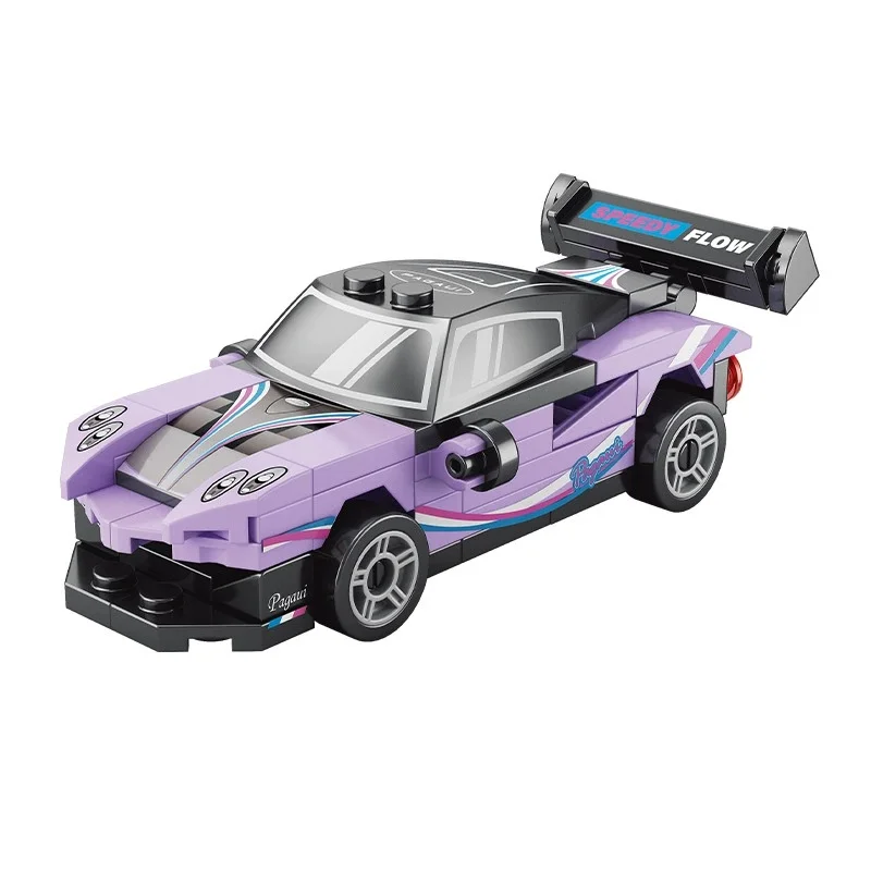 DIY Vier-Gitter-Rennwagen-Bausatz mit Rückziehfunktion, Rennauto-Spielzeug für Jungen, Filmmodell, Stadt, Kindergeschenk – Detail 7