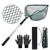 Fishing Landing Net Telescope Foldable Collapsible Extensible Fishing Net for Bird Fish Catch Release with Glove and Storage Bag
