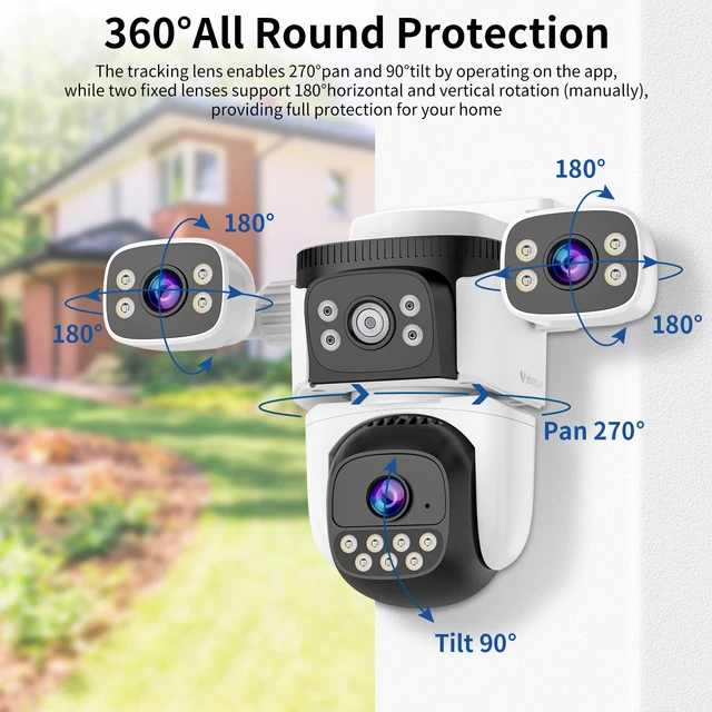 VSTARCAM 6MP 2K Three-Lens Security Camera Outdoor, 360° View, Human Detection, Color Night Vision, Pan & Tilt,Two-Way Audio 3