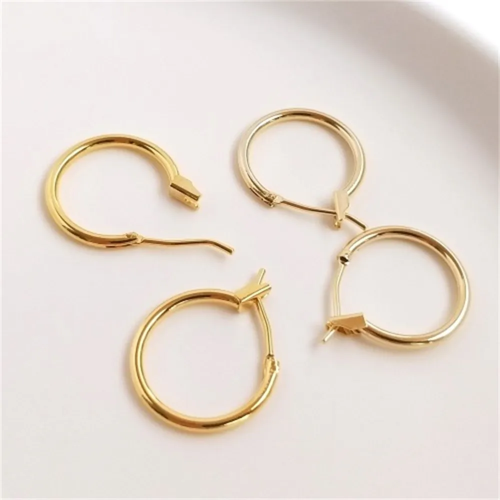 14K Light Gold French Earring 18K Thick Circle Earrings Diy Hand-made European and American Ins Earring Accessories Materials earrings halloween thick thighs