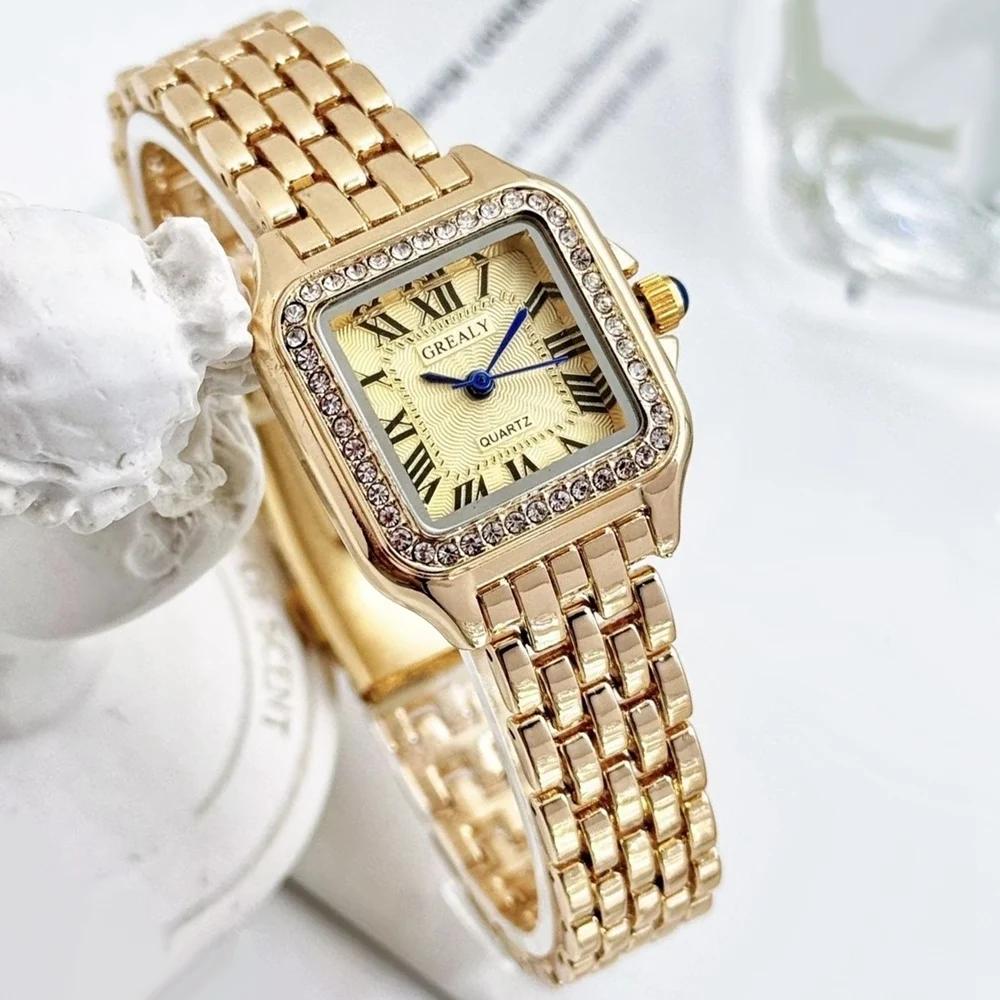 New Luxury Women Watch Fashion Square Wristwatch Casual Quartz Watch Simple Rhinestone Ladies Clock Relogio Feminino Woman Watch 6