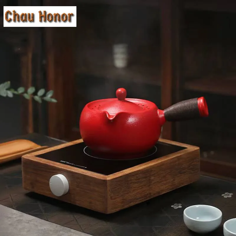 500ml Handmade Coarse Pottery Side Handle Boiling Water Kettle Large Capacity Tea Maker Pot Yellow Rice Wine Kettle Tea Ceremony
