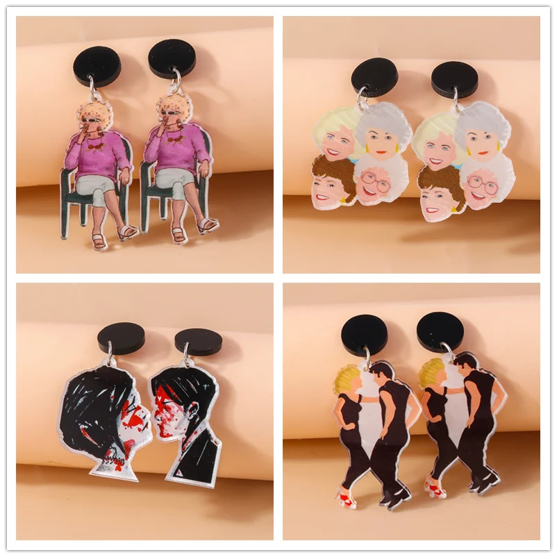 Aihua Neue Mode Acryl Beliebte Lustige Rauchen Oma Ohrringe für Frauen Persönlichkeit Ohrringe Täglichen Party Schmuck Geschenke
