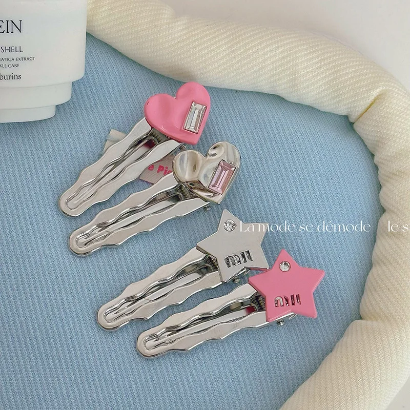 

Изысканные волнистые заколки для волос в форме сердца, пятиконечная звезда, женская заколка для волос, зажим для края, головной убор, модные аксессуары для волос