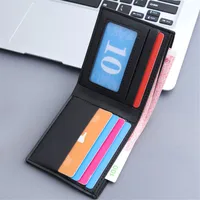 Fashion Men Short PU Leather Wallet Simple Solid Color Thin Male Credit Card Holder Small Money Purses Business Foldable Wallet 2