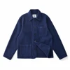Vintage French Indigo Cargo Jacket Men Autumn Winter New Lapel Multi-pocket Blue Dyed Tooling Jacket Retro Casual Cardigan Coat 1