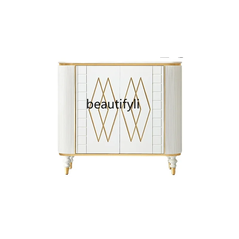 

zq Italian Stone Plate Entrance Cabinet Modern Minimalist Sideboard Living Room Decoration Hallway Shoe Cabinet