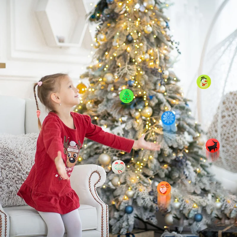 10/20/50 Stück Weihnachten Glow in The Dark Hüpfbälle Strumpffüller Spielzeug Kinder Geburtstag Party Spiel Geschenke Gummi Hüpfball – Detail 3
