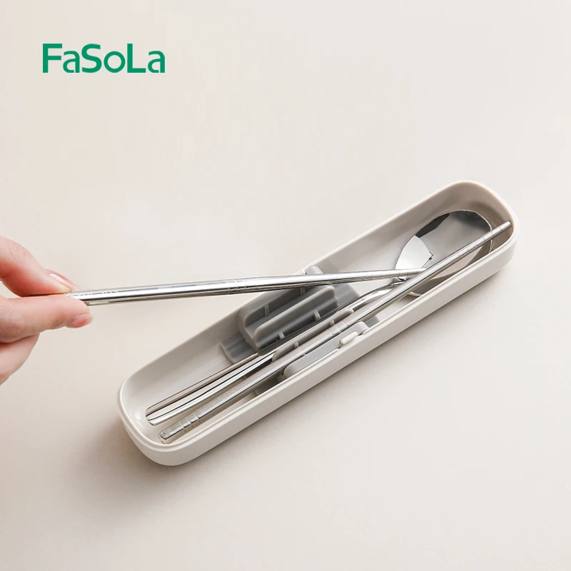 FaSoLa Stainless Steel Chopsticks and Spoon Set Portable Tableware Outdoor Camping Set Travel Dinnerware Cutlery