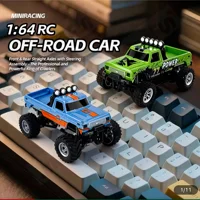 Mini Rc Truck, 1:64 Scale Monster Truck Remote Control Car With Lights，Mini Monster Truck ，Speed/Steering Adjustable