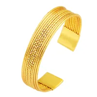Bracelet ouvert tressé simple en or pur pour femmes, or 24 carats AU999 |   Couleur pure, texture délicate 5