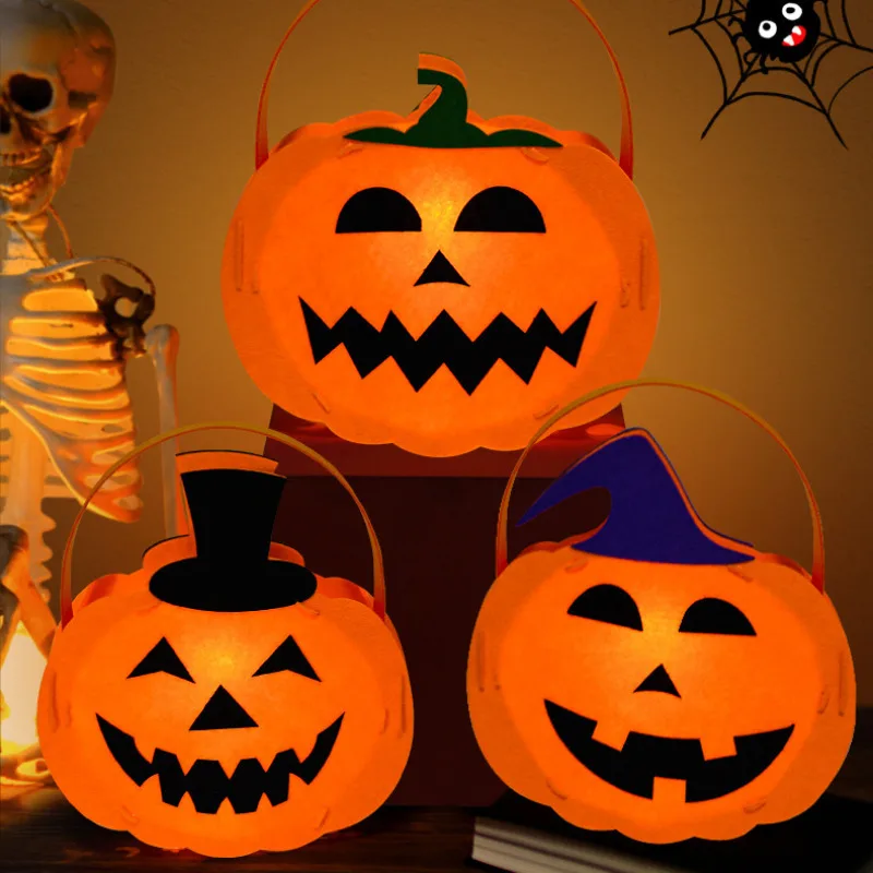 Halloween portable luminous pumpkin lantern material package kindergarten decoration pumpkin lantern