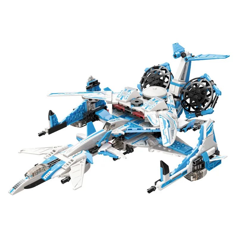 

6 In 1 Fighter Aircraft Model Building Blocks Laser Light Surveillance Plane Space Vehicle Bricks Air Force Spacecraft Sets Toy
