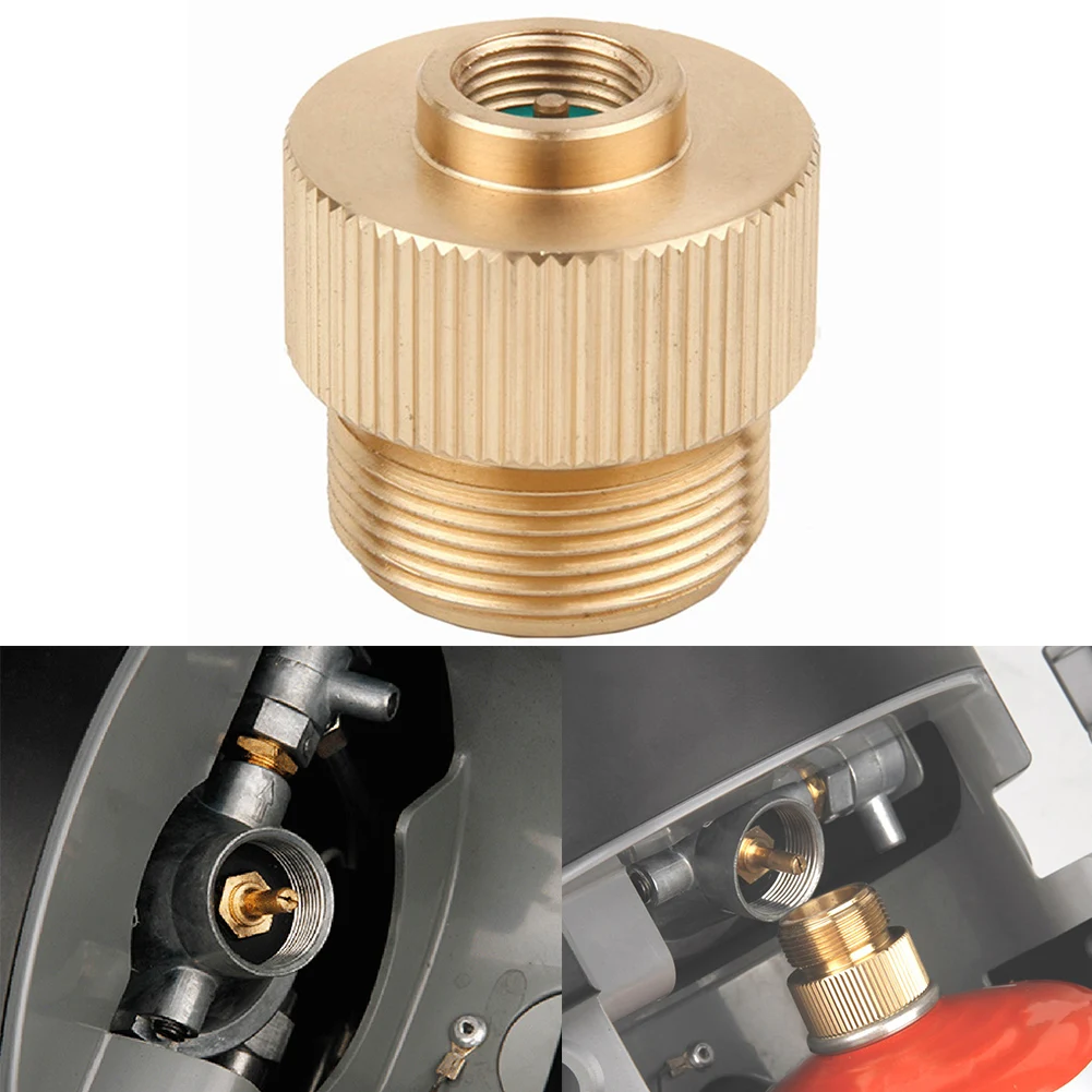 Gas Refill Adapter Gas Tank Converter Gas Converter Gas Tank Adapter Gas Adapter Camping Stove Gas Tank Adapter Valve 6061 Aluminum Alloy 30x30x28.5mm For MAPP Gas Tank 1"-20 UNF To 7/16"-28