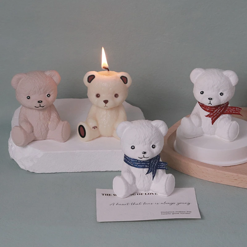 Lovely Teddy Bear Candle Silicone Mold 3D Animal Shape Home Decor DIY  Gypsum Concrete Chocolate Fondant Baking Mould Tool Gifts - AliExpress