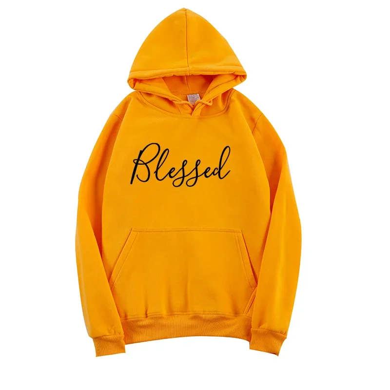Blessed Letter Letter Hoodies Cotton Women Sweatshirt Fashion O Neck Female Pullovers Full Long Sleeve Shirt Dropshopping