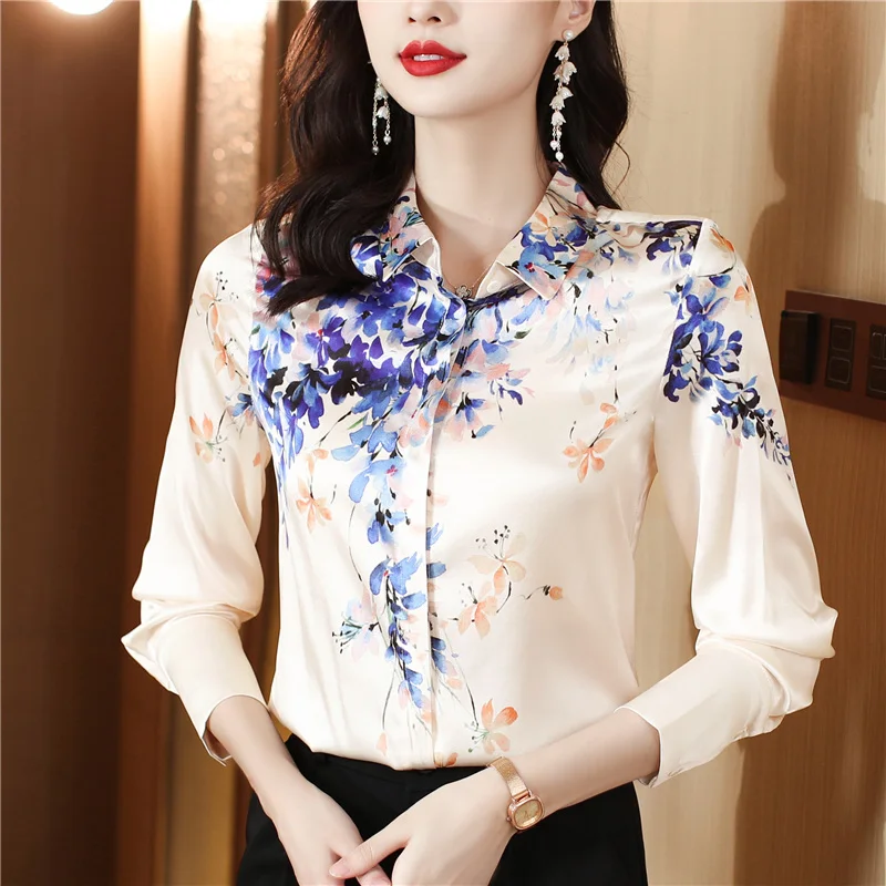 satin silk blouse long sleeve
