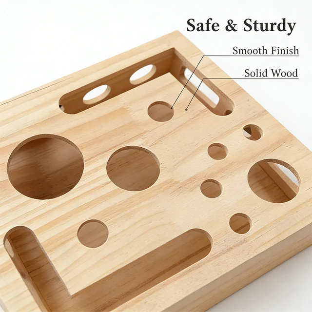 Wooden Cat Nail File Enrichment Box Scratching Smart Toy Box for Indoor Cats Stress-Free Alternative to Nail Clippers with Balls 2