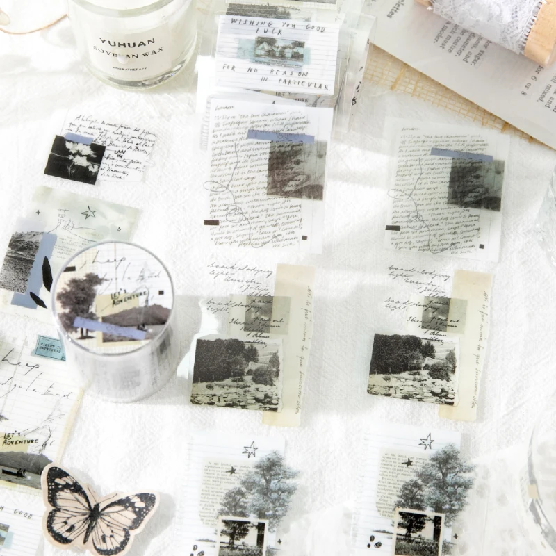 저널 GO 5x200cm 자유는 야생이다 레트로 아트 다이컷 테이프 스티커 크리에이티브 저널 스크랩북킹 DIY 미적 스티커