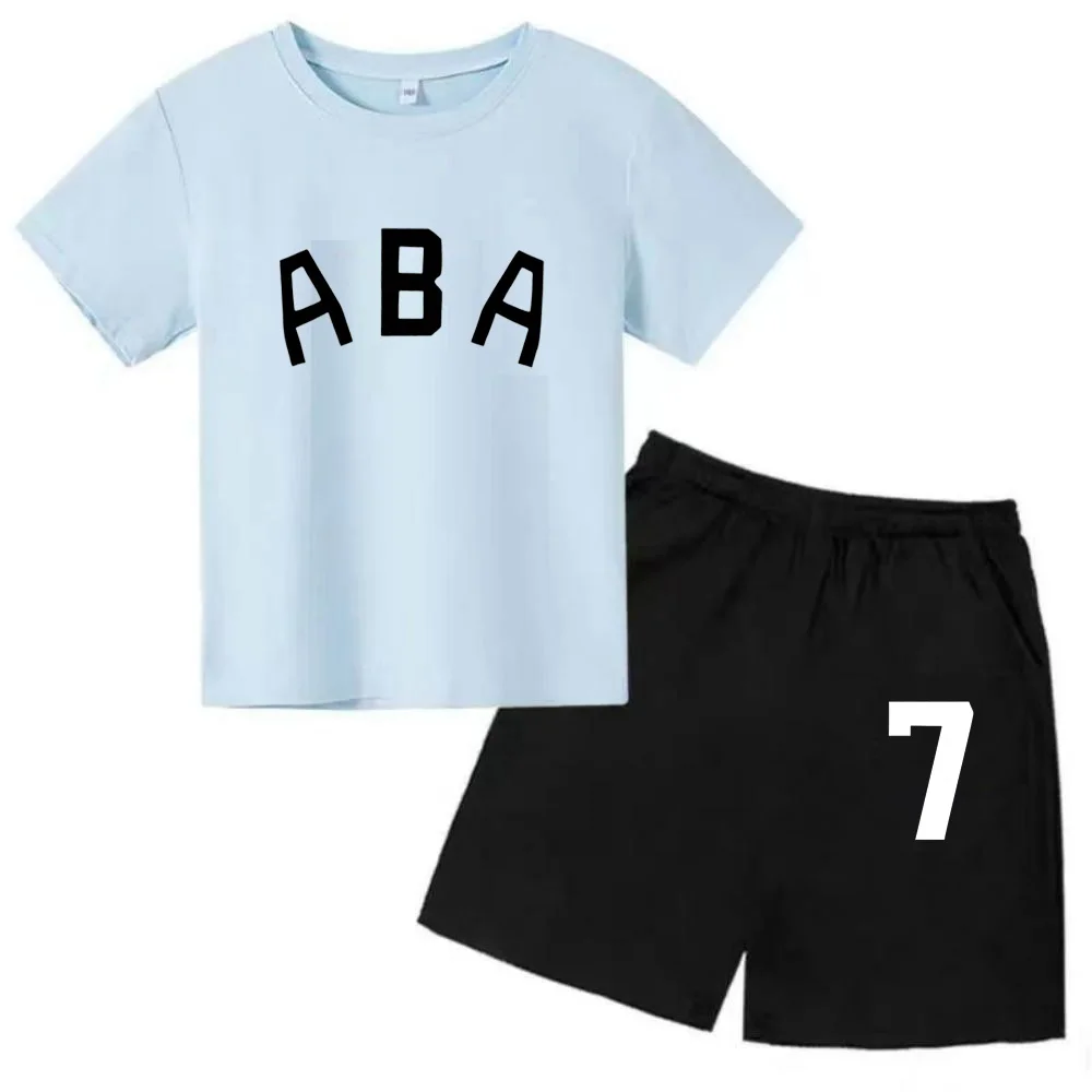 Ropa de bebé con estampado de letras para niños y adolescentes, conjunto de camiseta y pantalones cortos de verano de 2 piezas, conjunto informal de manga corta para niños y niñas