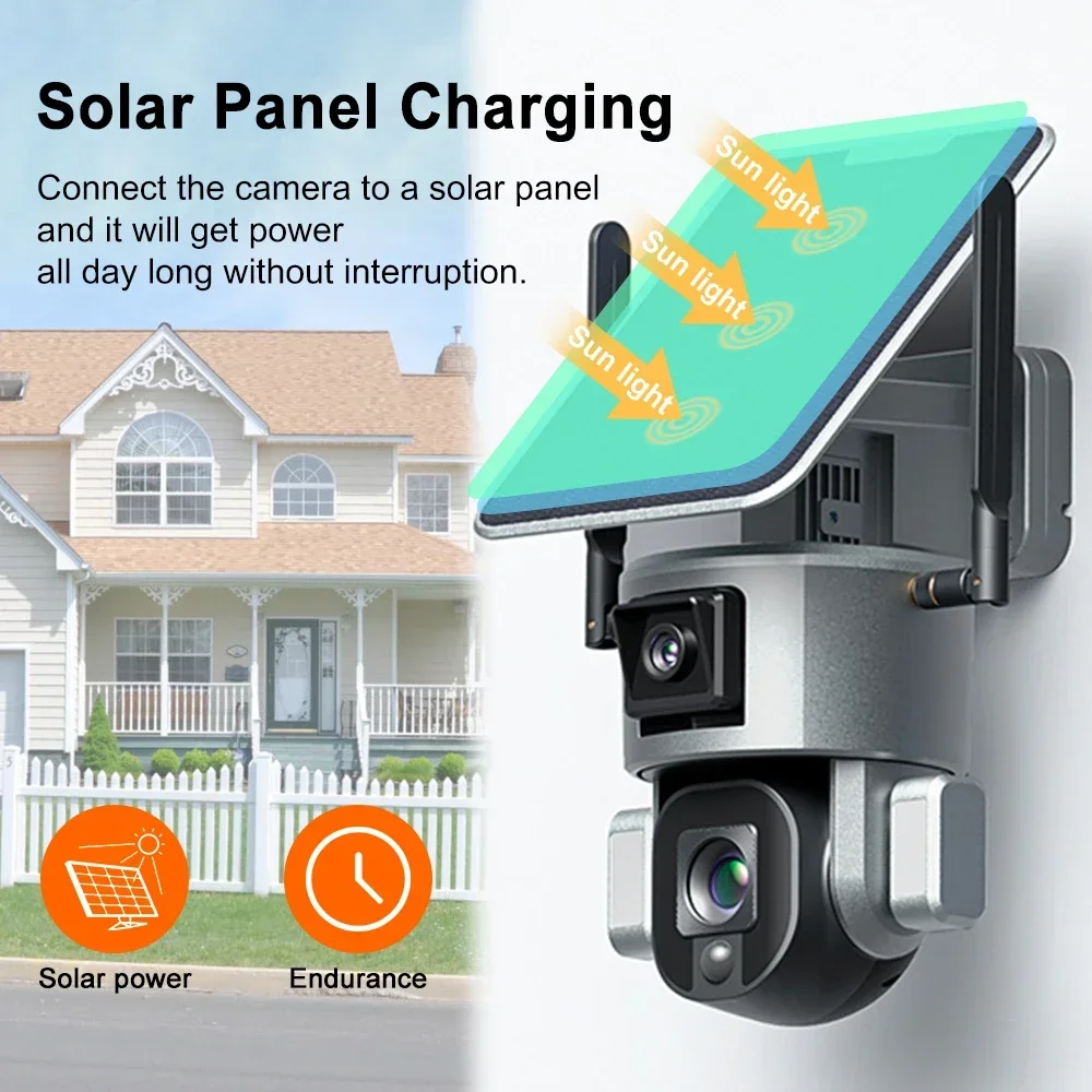 PEGATAH 4K 8MP WiFi 4G Solar Camera Dual Lens IP Camera 20X Optical Zoom External Security Camera PTZ Auto Tracking CCTV Camera
