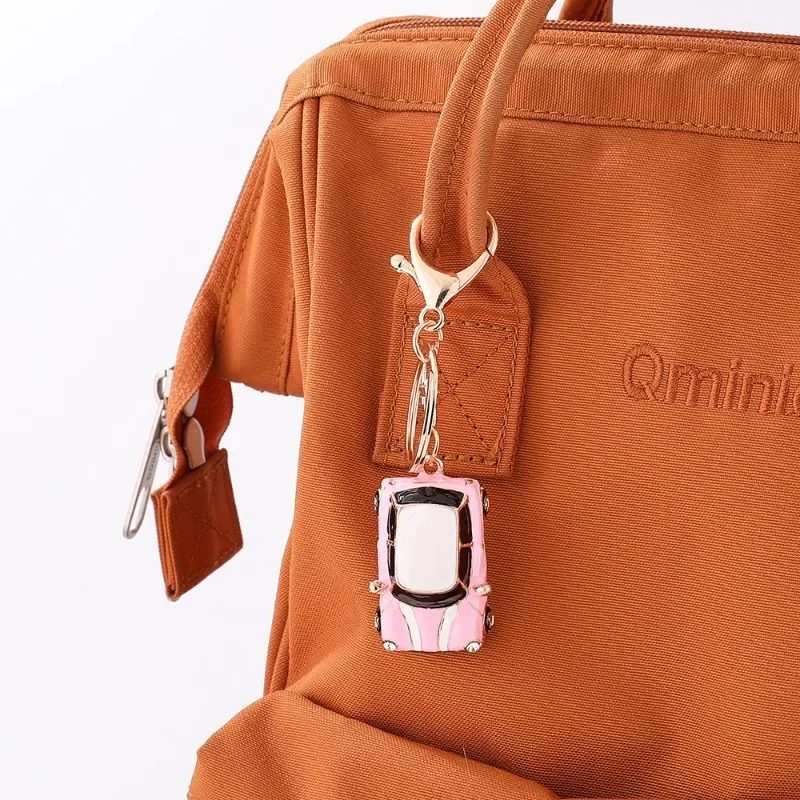 Cartoon Mini Car Keychain Rhinestone Car Model Metal Key Ring Decorative Pendant Accessories for MINI Cooper S JCW R50 - Image 2