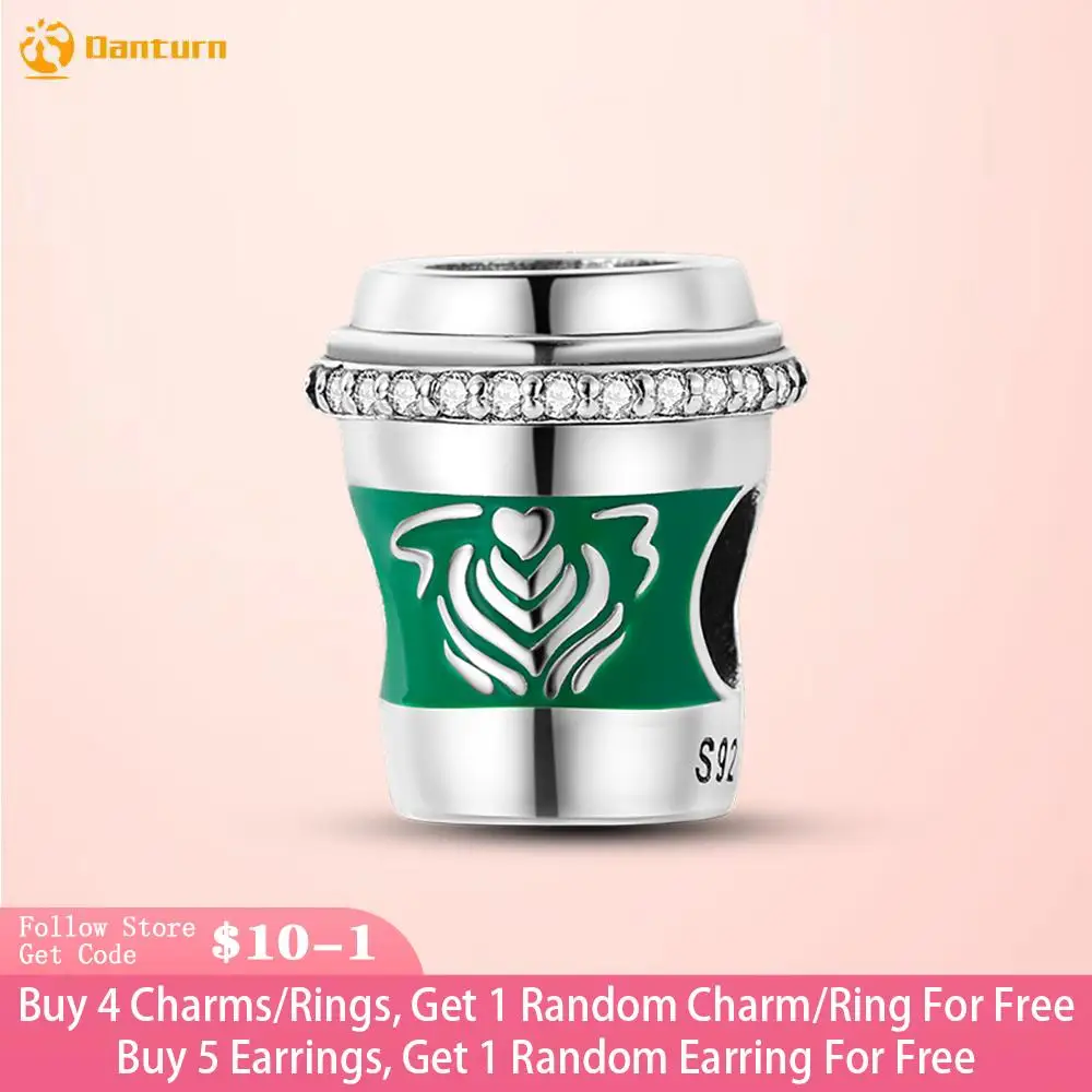 Danturn 925 Sterling Silver Beads Takeaway Coffee Charm  fit Original Pandora Bracelets Fashion Women Jewelry