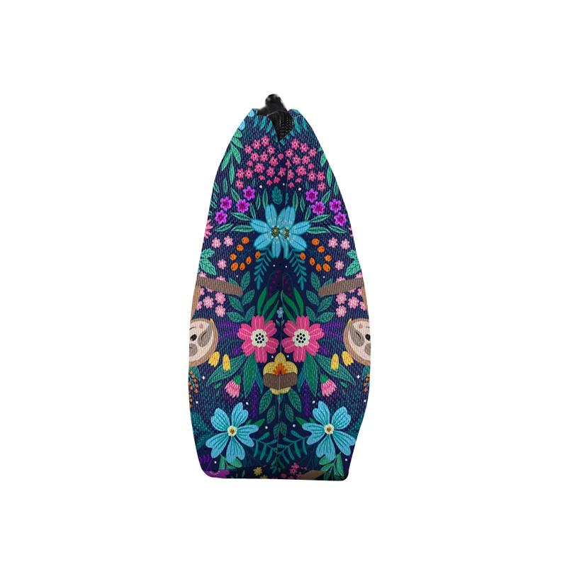 Cartoon Sloth Flower Print Portable Women Travel Storage Bag Toiletry Organize Cosmetic Bag Waterproof Female MakeUp Bag 4