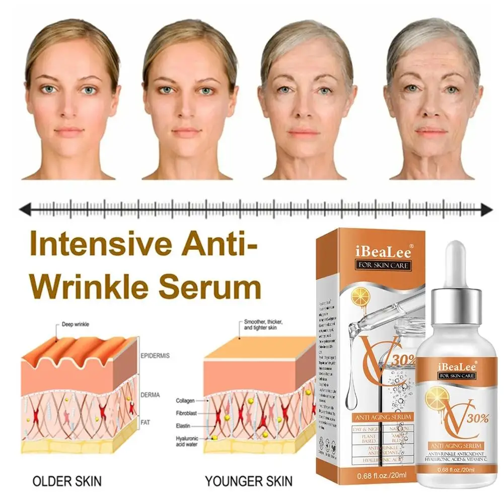 

Anti-aging Vitamin C Serum Get Rid of Acne Marks Shrink Skin Fine Lines Essence 20ml Tone Moisturize Fade Pores Brighten Fa M7O8