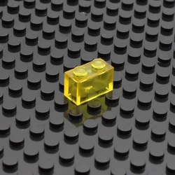 Clear Transparent 1x2 Granular Bricks - 40 Pcs/Bag Colorful Building Blocks Bulk Accessories - S (Transparent Yellow)