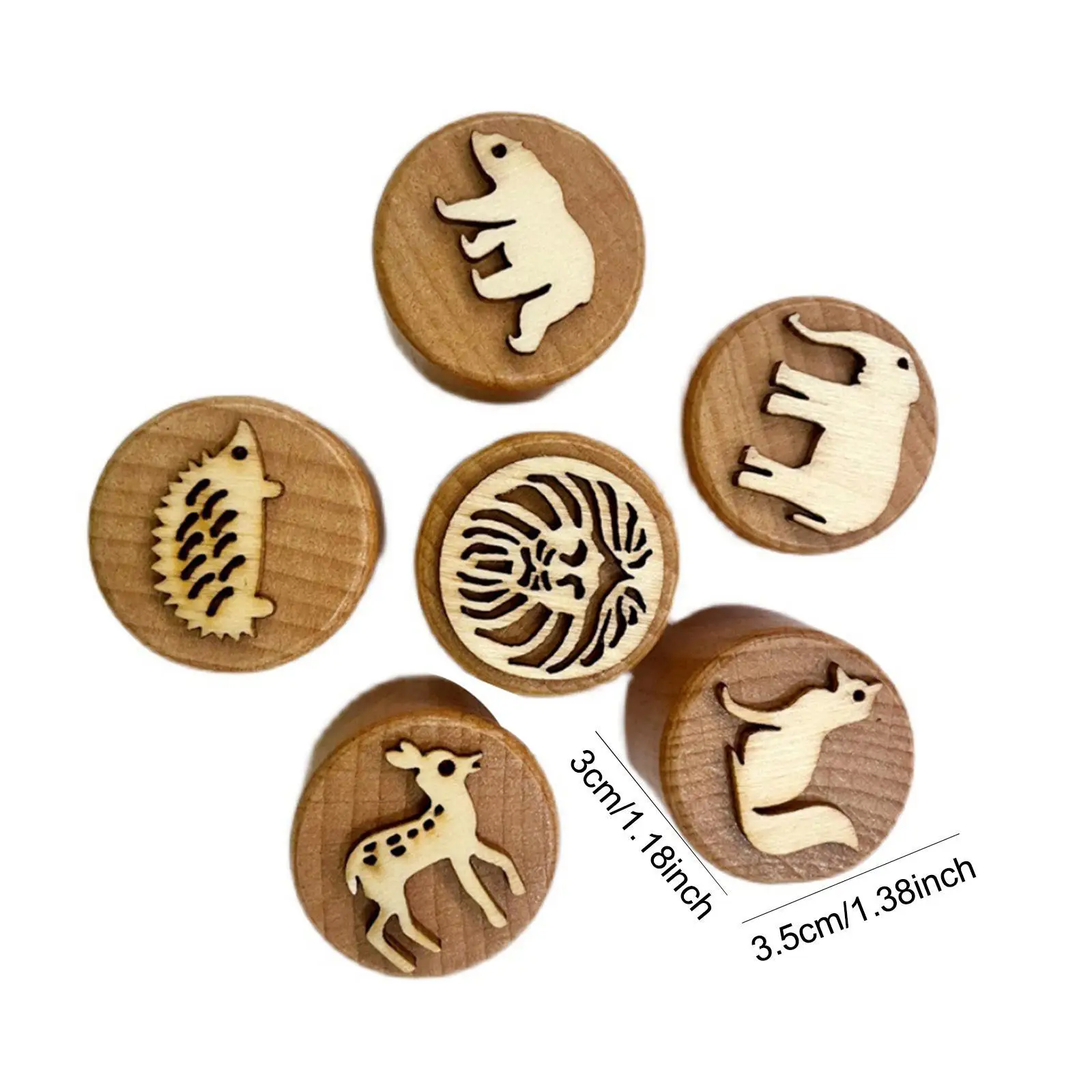 6 Pieces Wooden Stamps for Kids DIY Craft Decorations Card Making Montessori