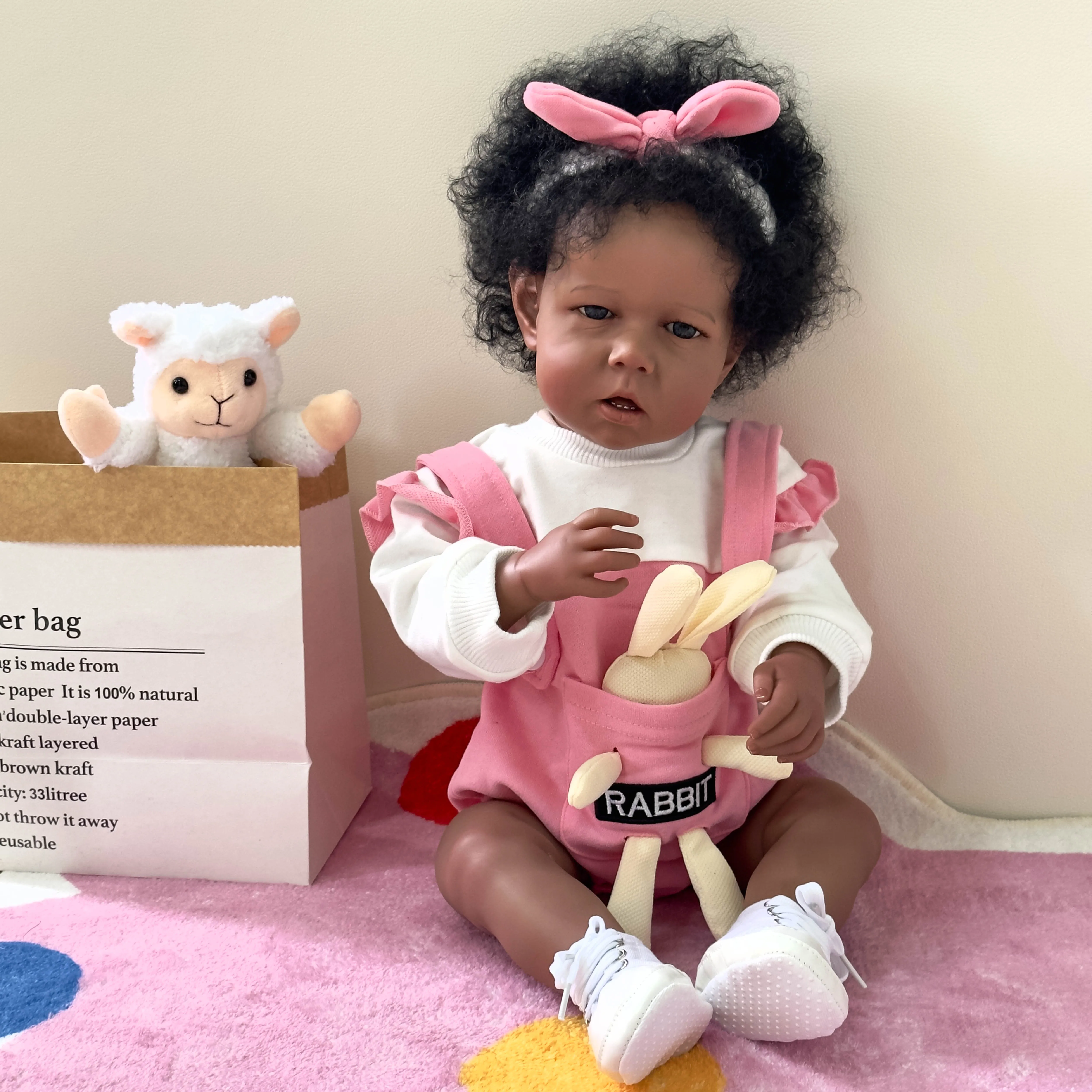 

NPK 50CM Bebe Doll Reborn Baby Liam in Black Skin Gilr Doll Newborn Size High Quality Collectible Art Doll