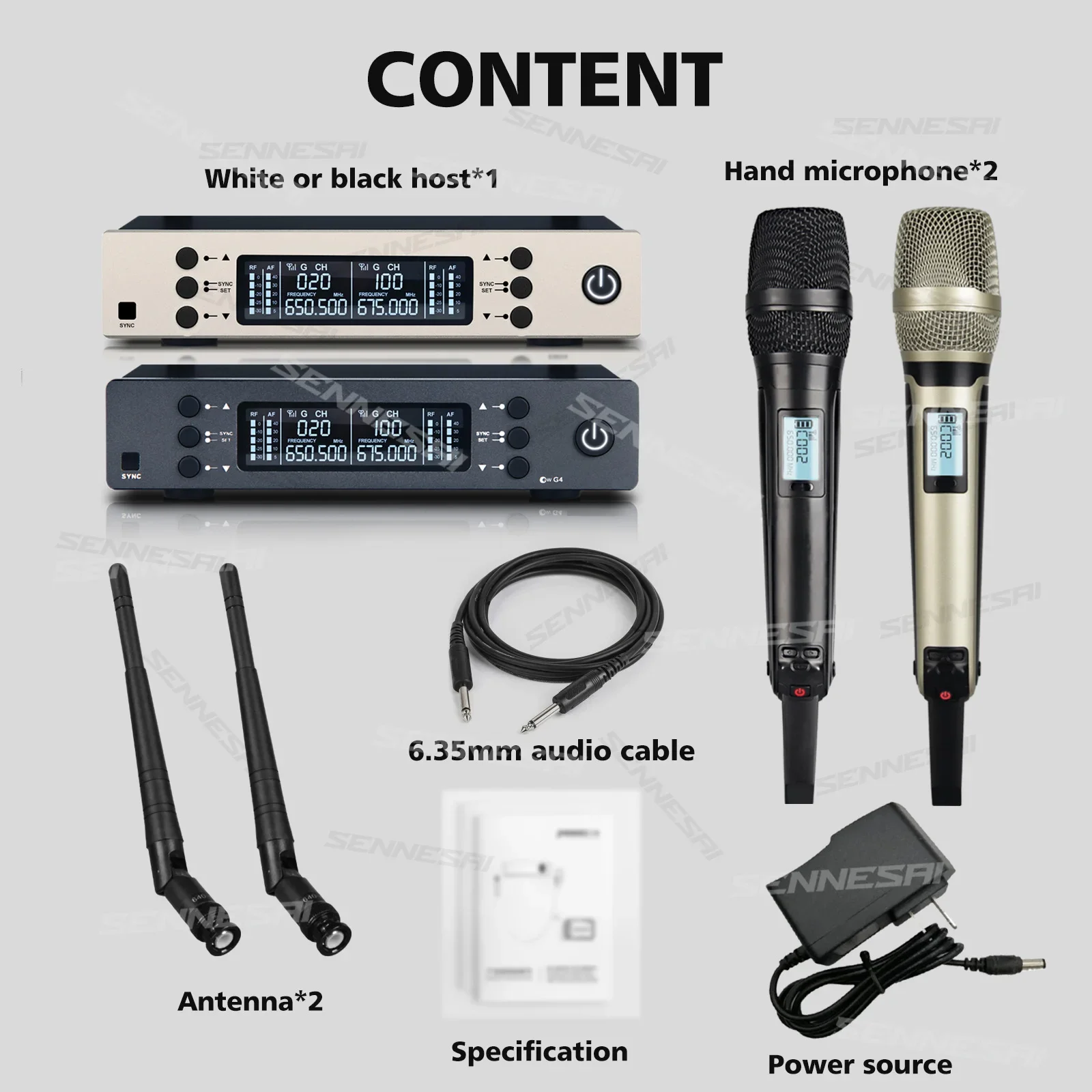 EW-G4 Professional Dual Wireless Microphone Stage Performance 2 Channels，UHF Karaoke Home System 600-699，Metal Handheld SKM9000