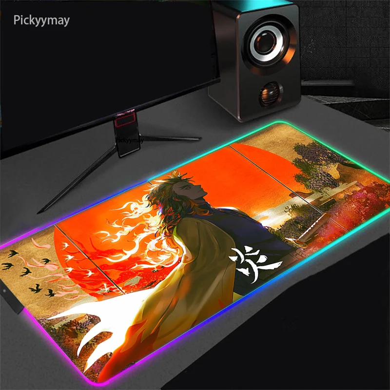 Kimetsu No Yaiba Anime Rgb Mouse Pad Deskpad Computer Table Mouse Mat