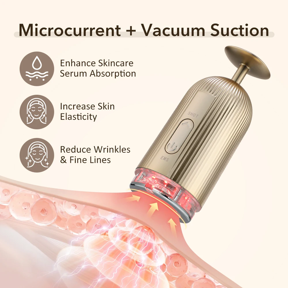 EMS Facial Beauty Device 4 Colors LED Light Therapy Skin Tightening Face Lifting Massager Vacuum Negative Pressure Face Sucker