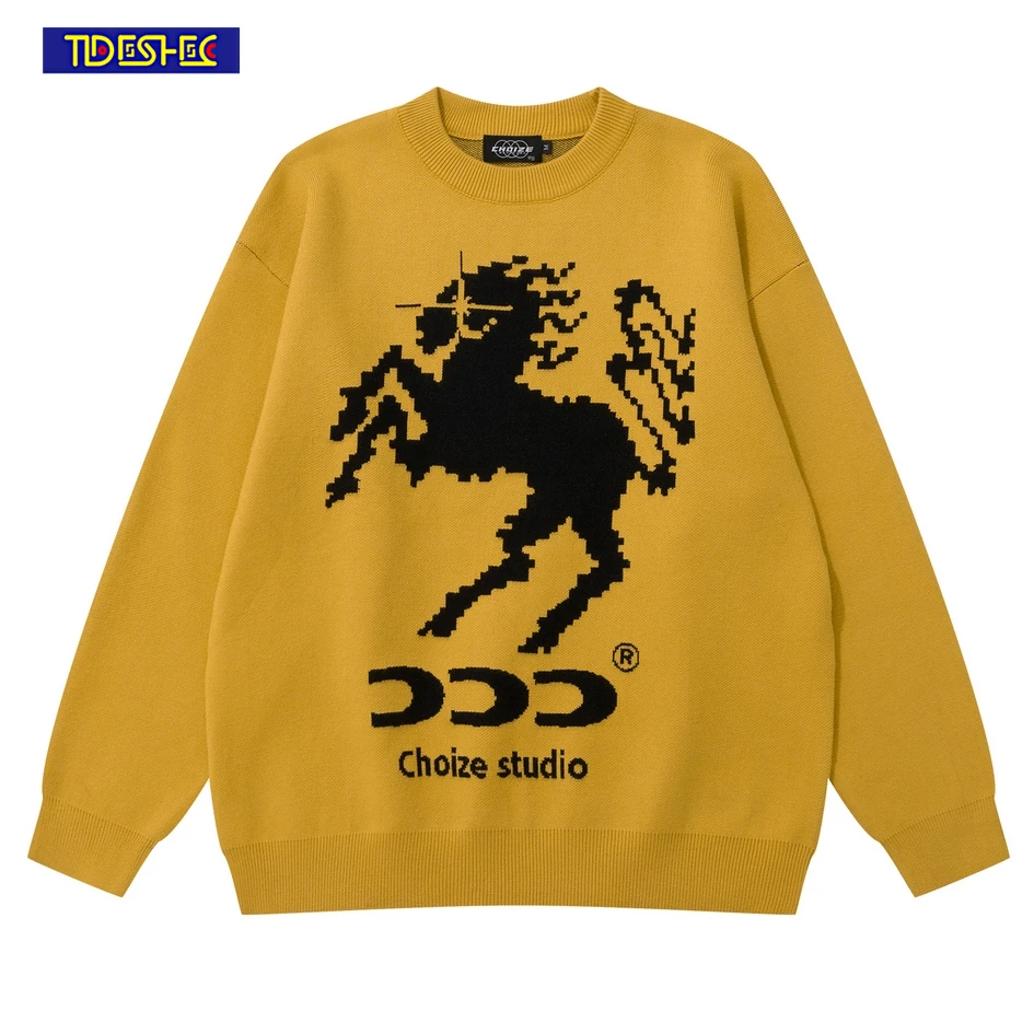 

Autumn Winter Fashion Y2k Tops 2023 Women Pullovers Streetwear Casual Sweater Animal Pattern Print Knitted Oversized Sweater
