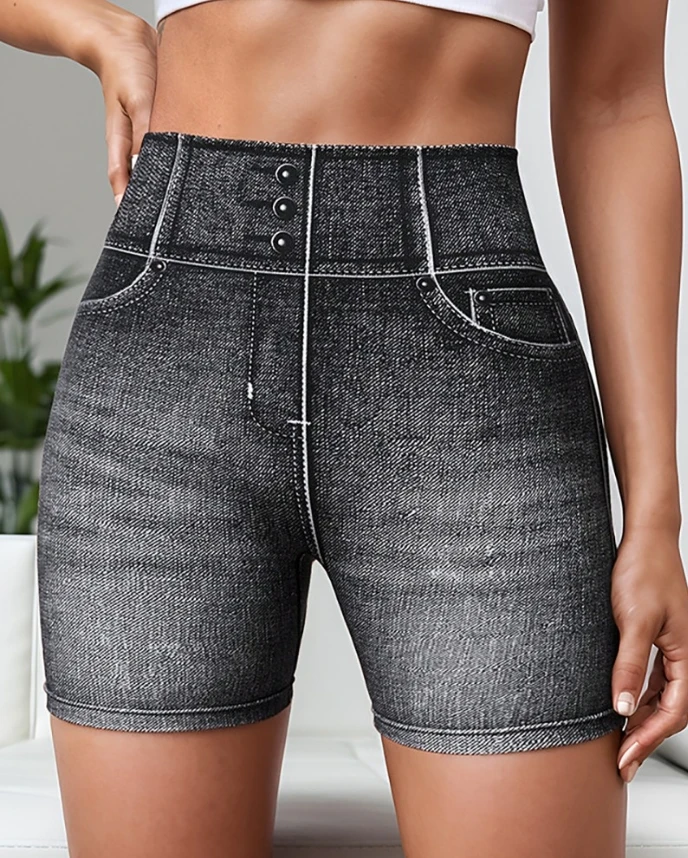 

Пикантные Элегантные новые модные летние повседневные джинсовые шорты с принтом, дышащие шорты с высокой талией для активного отдыха, новинка 2024