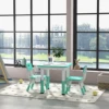 3 Pieces Height Adjustable Kids Table and Chairs for Daycare, Green 2