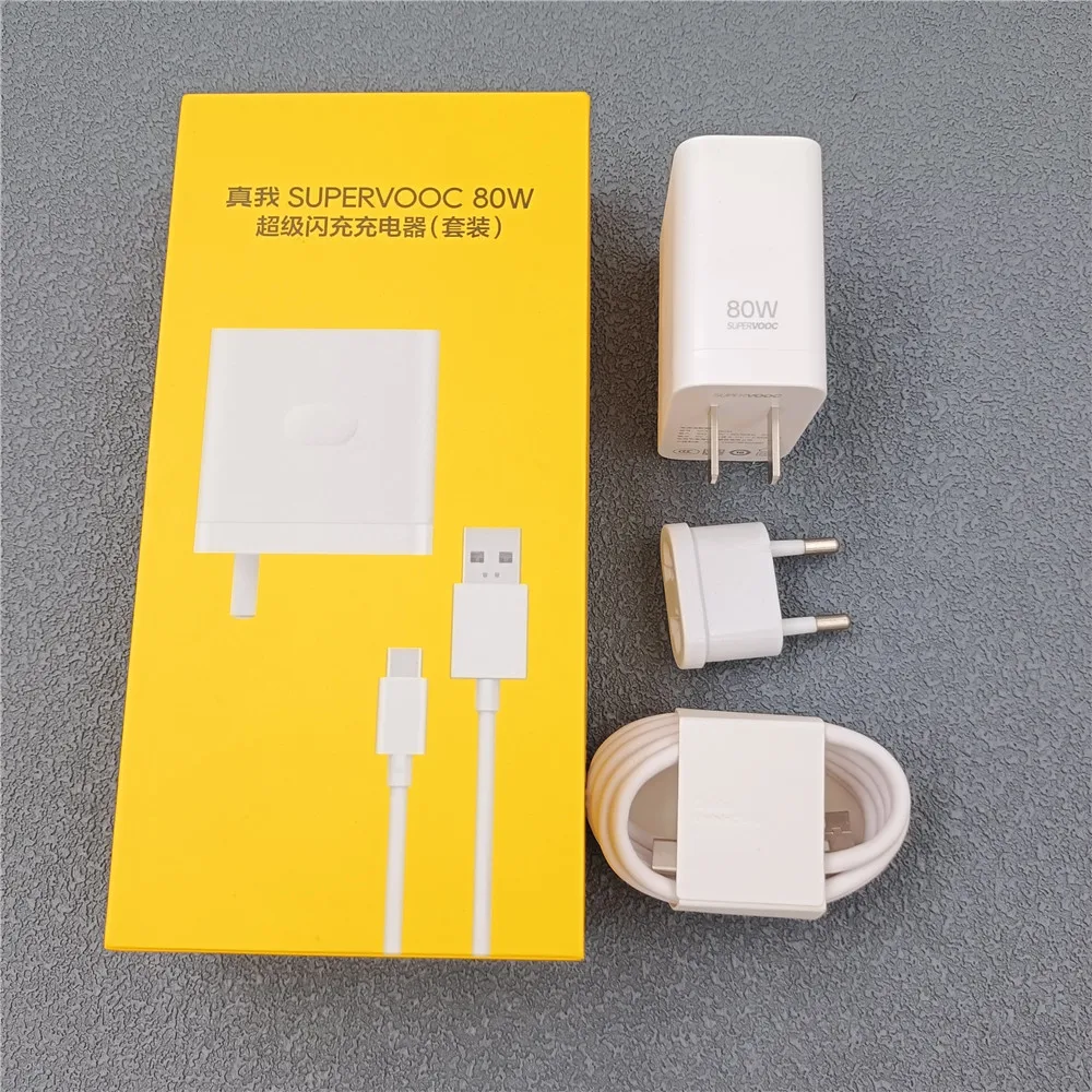 thumbnail image 1 of Cargador Supervooc original Realme 80W, adaptador de carga rápida para Realme GT NEO 2 3 Q5 Q2 Pro Find X2 X3 X6, cable USB tipo C de 1 m y 8 A, 1 of 5