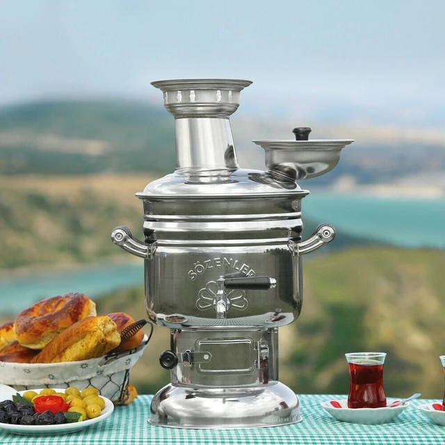 STAINLESS STEEL SAMOVAR WOOD BURNING COAL STOVE CAMPING GARDENS WATER HEATER  BREWING TEA KETTLE 4L - AliExpress