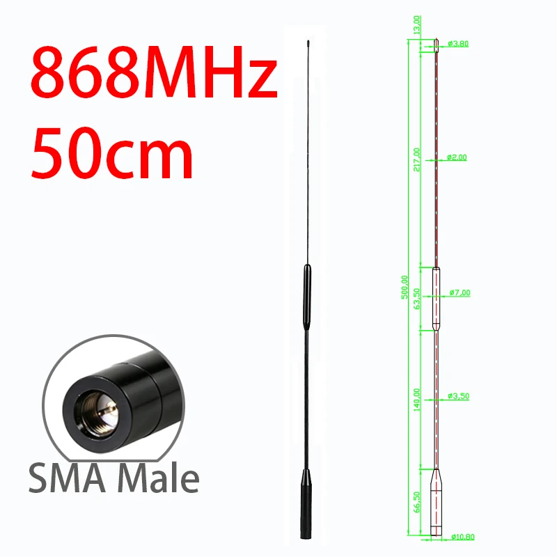 GIZONT LoRa 868MHz 915MHz 안테나 SMA 장거리 통신 플렉시블 소프트 휩 안테나 (LoRaWan 및 Meshtastic용) 50CM 12DBi
