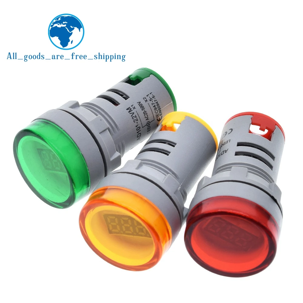 22MM AD16 Typ AC20-500V Mini-Spannungsprüfmodul LED Digitalanzeige AC-Spannungsanzeigeleuchte/Indikatorlampe Rot Grün Gelb