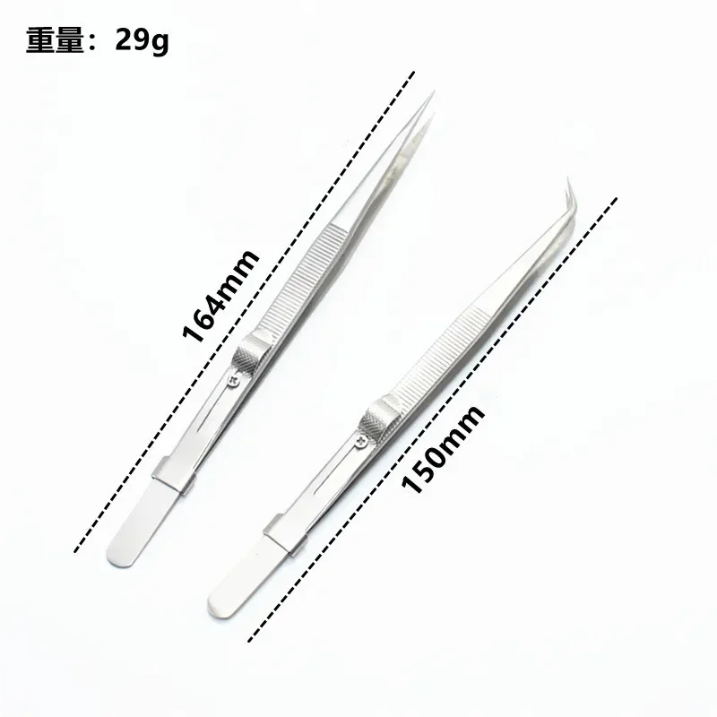 Stainless Steel Precision Tweezers Adjustable Slide Lock Antistatic Jewelry Eyebrow Craft For Electronic Component Repair Tools