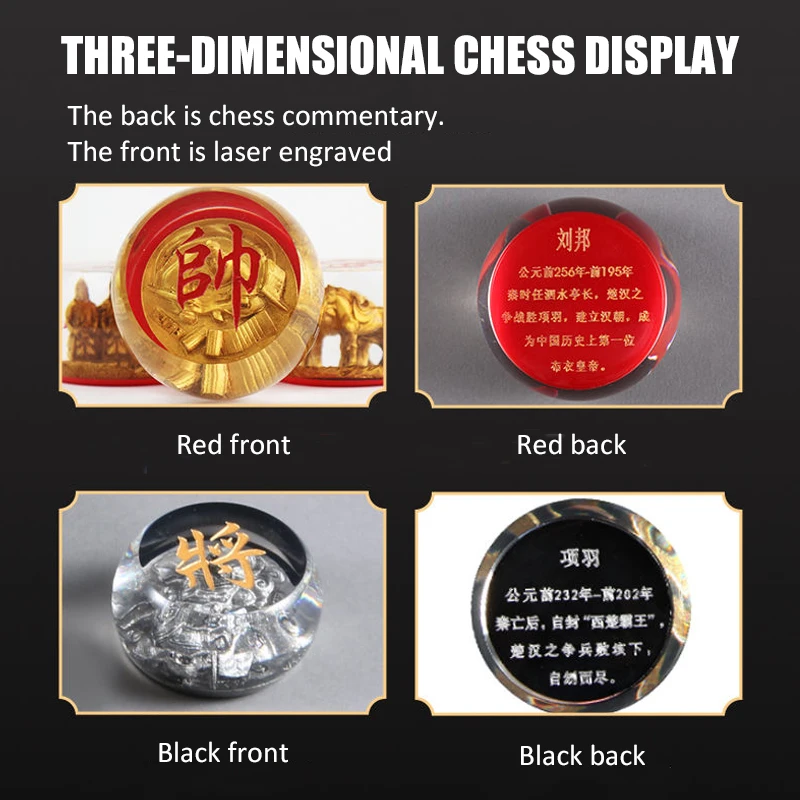 Chinese Chess Set Luxury Table Board Games Artificial Crystal Engraving Chess Family Party Children Adult Collect Birthday Gift - Image 4