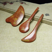 

3pc Gua Sha Scraper Set Natural Red Bian Stone Guasha Board Acupuncture Stick For Facial Eye Lifting Massage Relaxation Beauty