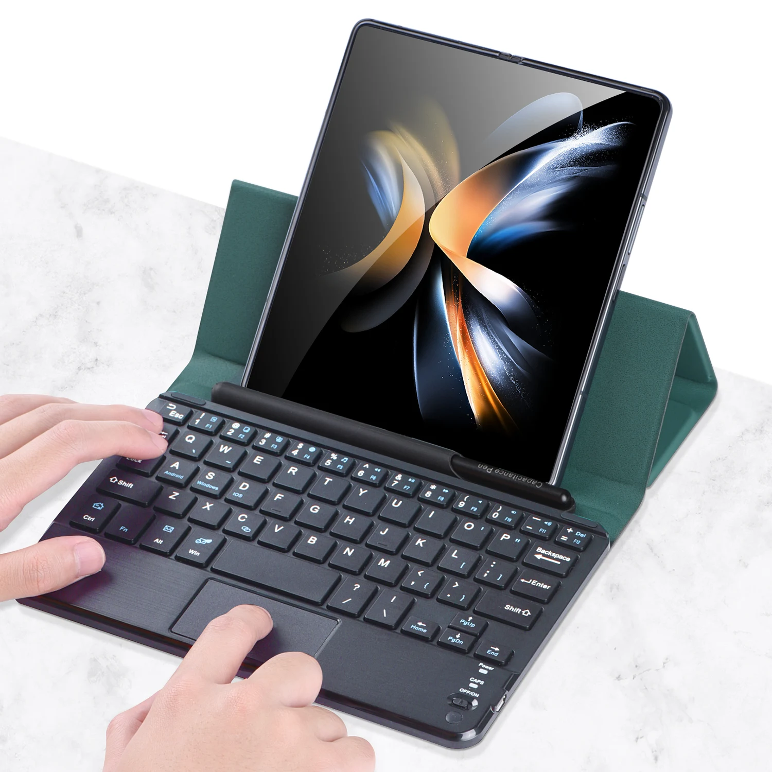 With Touch Mouse Wireless keyboard Case For OnePlus Open Leather Magnetic keyboard Cover For Samsung Galaxy Z Fold 5 4 3 2