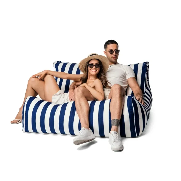 Outdoor Pool Float Beanbag Chairs Extra Large Stripes Lounge Seats Patio Lawn Beach Recline Sofa Chair