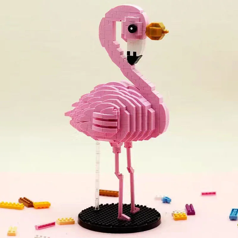 LOZ 9205 Animal World Flamingo Pink Bird Crown Pet Doll With Base LOZ 9205 Animal World Flamingo Pink Bird Crown Pet Doll With Base